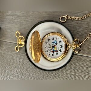 Vintage Verichron Disney Mickey Mouse Gold Pocket Watch